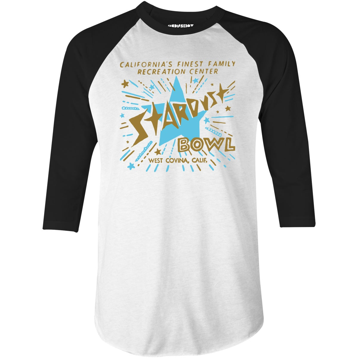 Stardust Bowl - West Covina, CA - Vintage Bowling Alley - 3/4 Sleeve Raglan T-Shirt