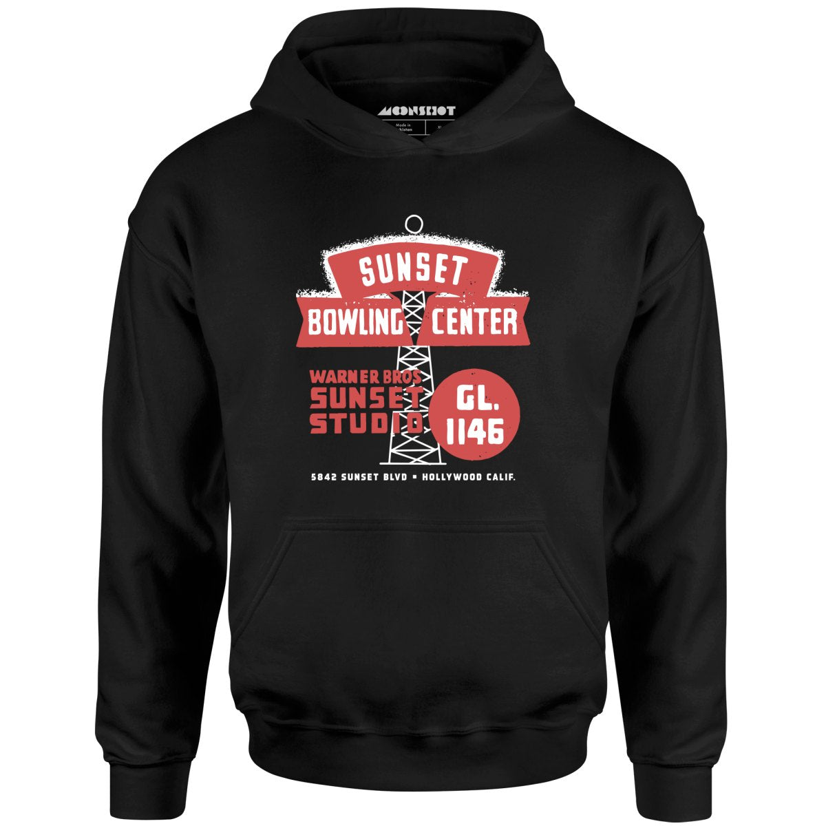 Sunset Bowling Center - Hollywood, CA - Vintage Bowling Alley - Unisex Hoodie