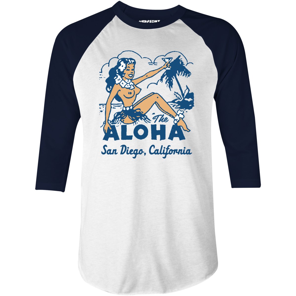 The Aloha - San Diego, CA - Vintage Tiki Bar - 3/4 Sleeve Raglan T-Shirt