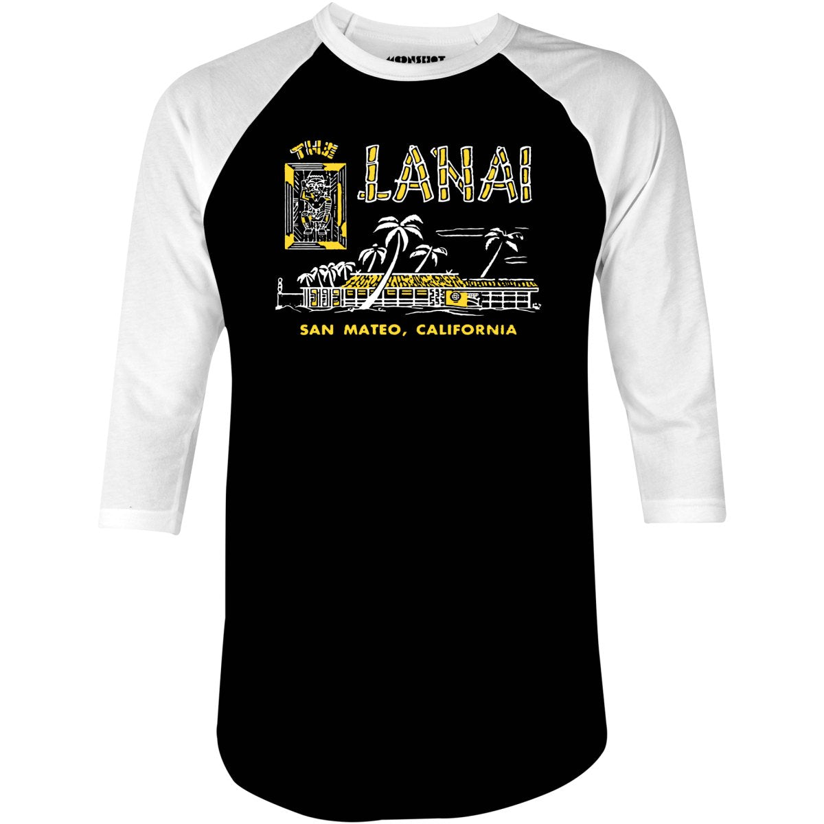 The Lanai - San Mateo, CA - Vintage Tiki Bar - 3/4 Sleeve Raglan T-Shirt