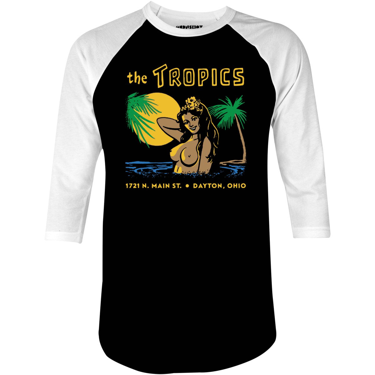 The Tropics - Dayton, OH - Vintage Tiki Bar - 3/4 Sleeve Raglan T-Shirt