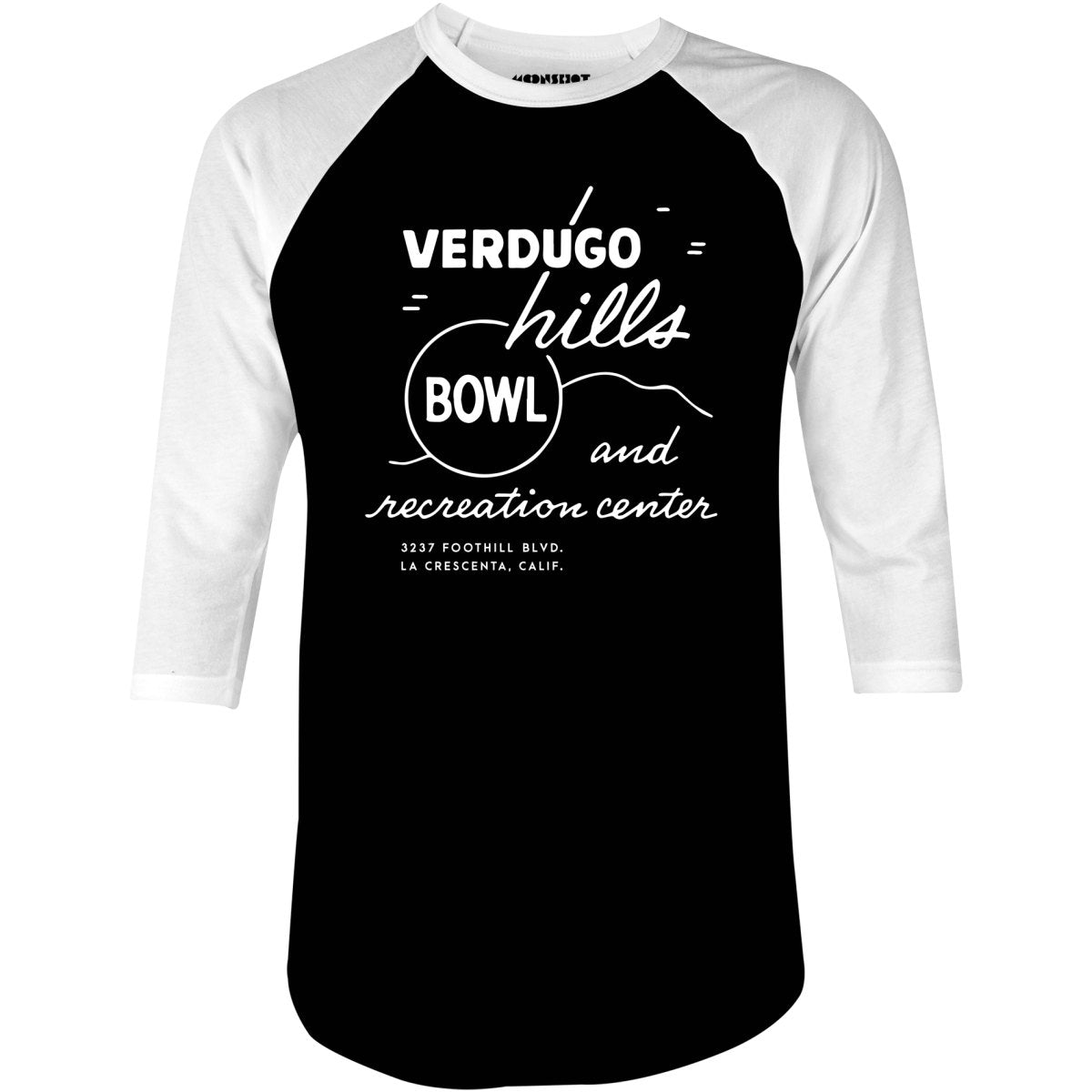 Verdugo Hills v2 - La Crescenta, CA - Vintage Bowling Alley - 3/4 Sleeve Raglan T-Shirt