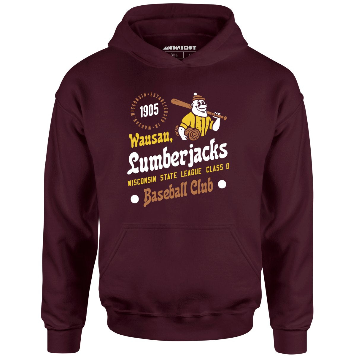 Wausau Lumberjacks - Wisconsin - Vintage Defunct Baseball Teams - Unisex Hoodie