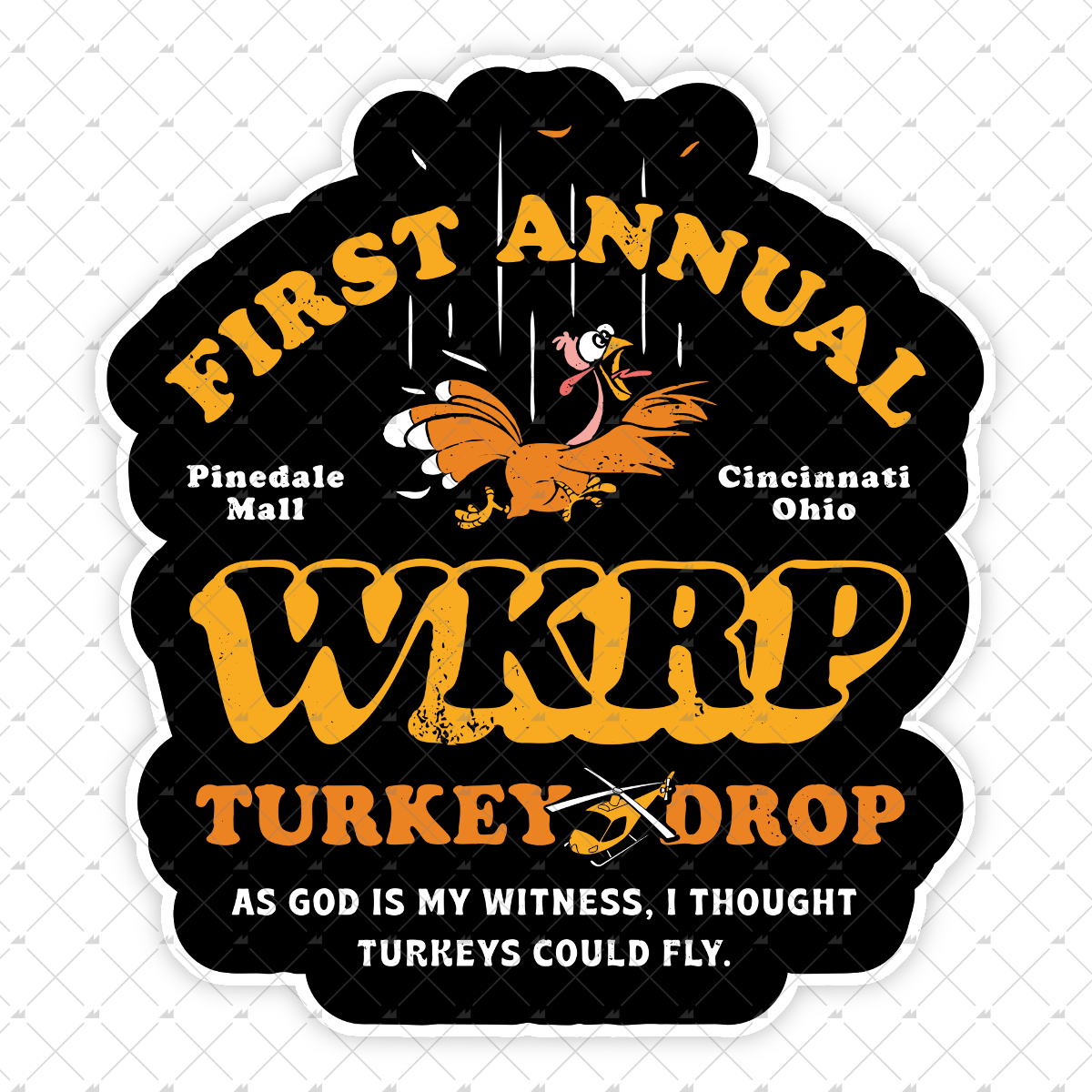 WKRP Turkey Drop - Sticker