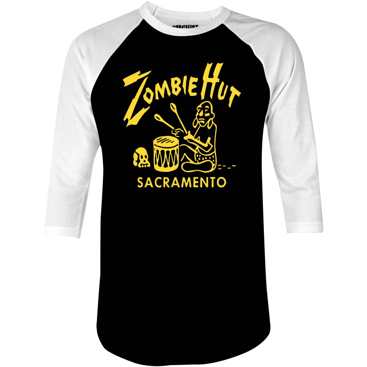 Zombie Hut - Sacramento, CA - Vintage Tiki Bar - 3/4 Sleeve Raglan T-Shirt