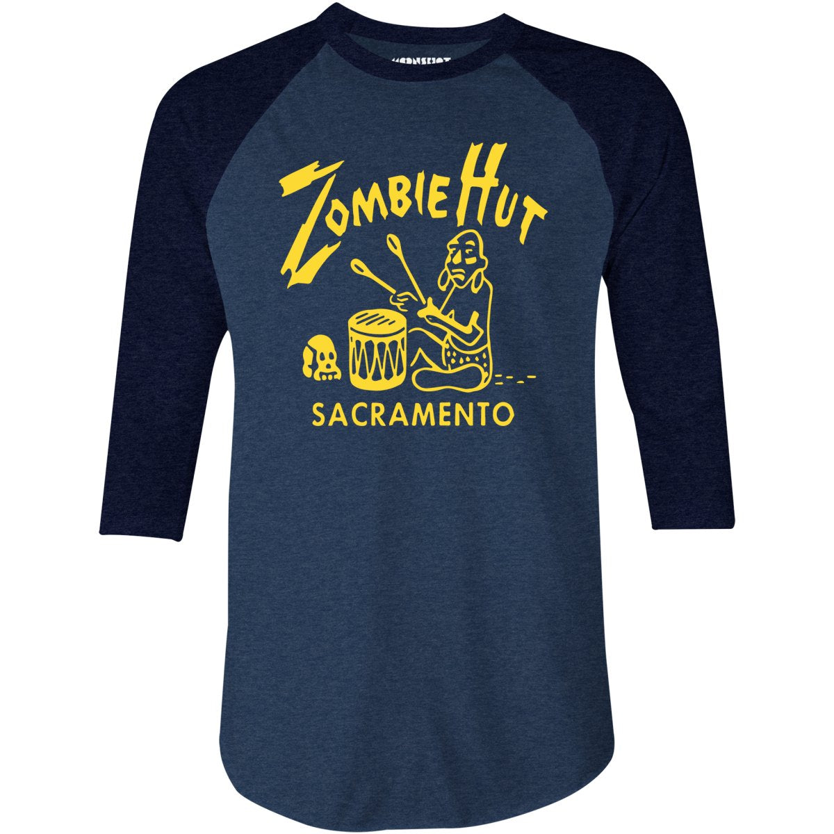 Zombie Hut - Sacramento, CA - Vintage Tiki Bar - 3/4 Sleeve Raglan T-Shirt