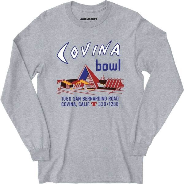 White Label Mfg Covina Bowl - Covina, CA - Vintage Bowling Alley - Long Sleeve T-Shirt Heather Grey / XL