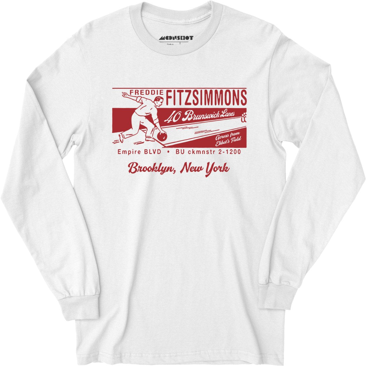 Freddie Fitzsimmons - Brooklyn, NY - Vintage Bowling Alley - Long Sleeve T-Shirt