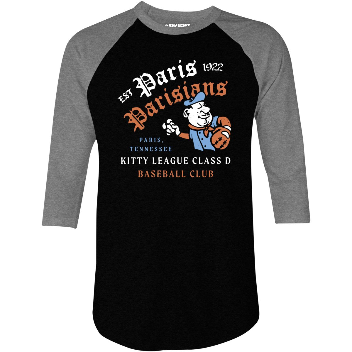 Paris Parisians - Tennessee - Vintage Defunct Baseball Teams - 3/4 Sleeve Raglan T-Shirt